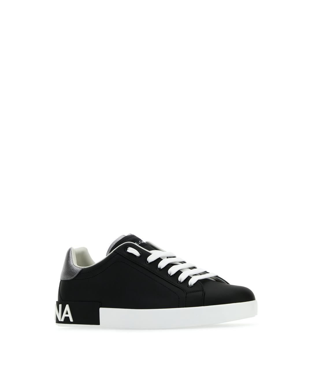 DOLCE&GABBANA Черные кожаные низкие кроссовки / кеды, фото 2