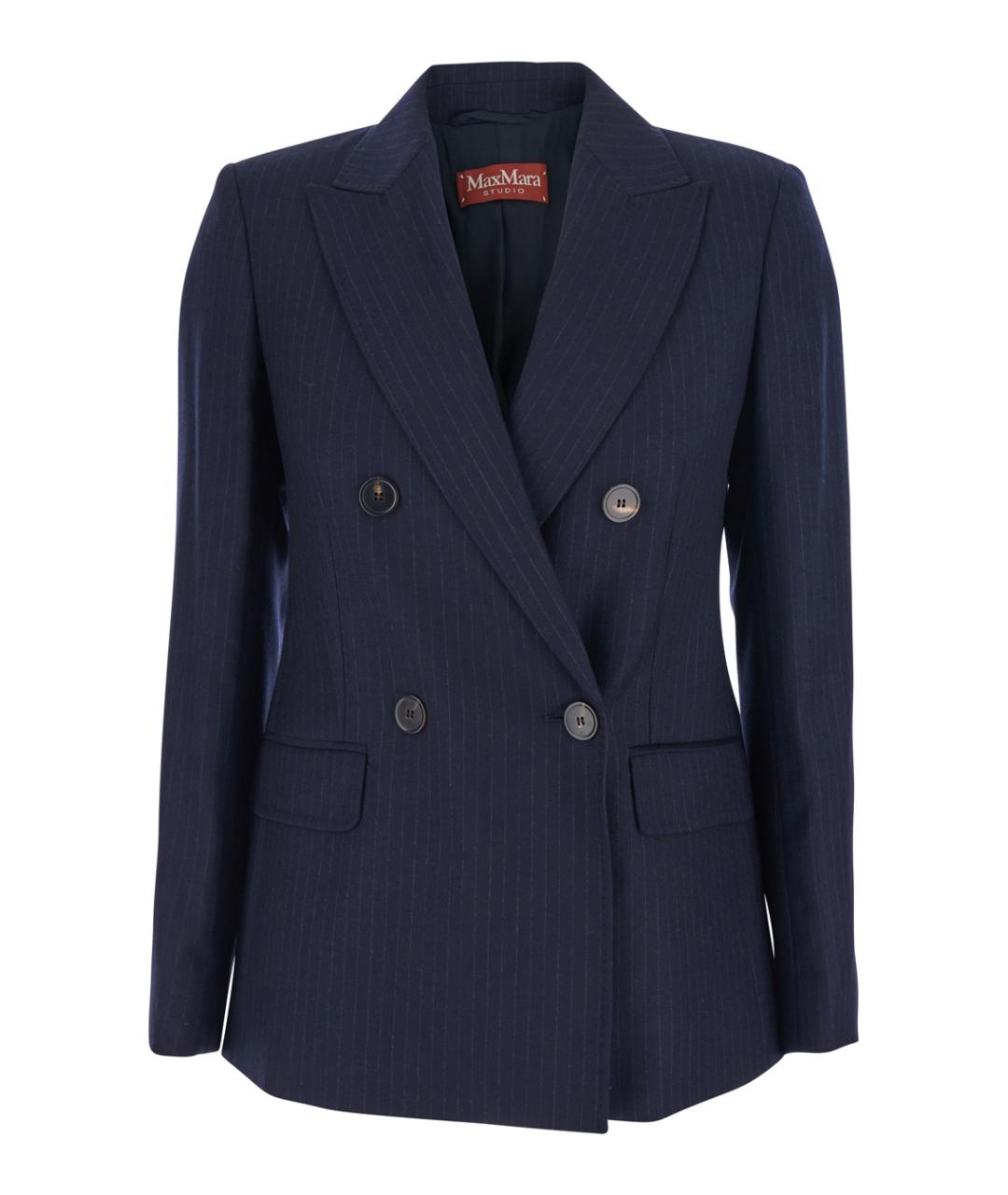 MAX MARA STUDIO Синий шерстяной жакет/пиджак, фото 1
