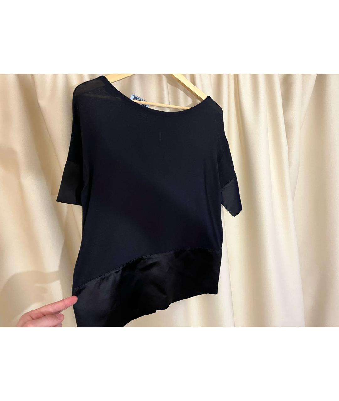 PRADA Черная шелковая блузы, фото 3