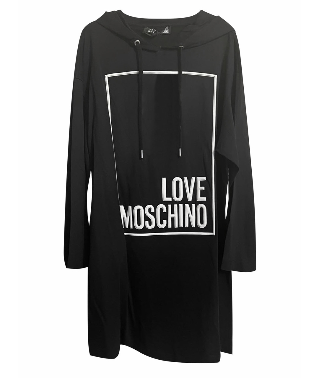 LOVE MOSCHINO Черное хлопко-эластановое повседневное платье, фото 8