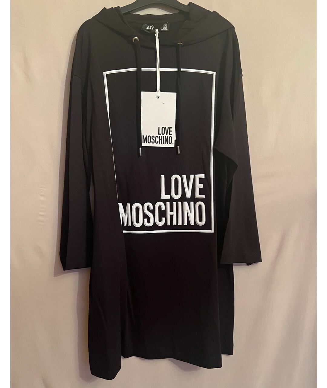 LOVE MOSCHINO Черное хлопко-эластановое повседневное платье, фото 7