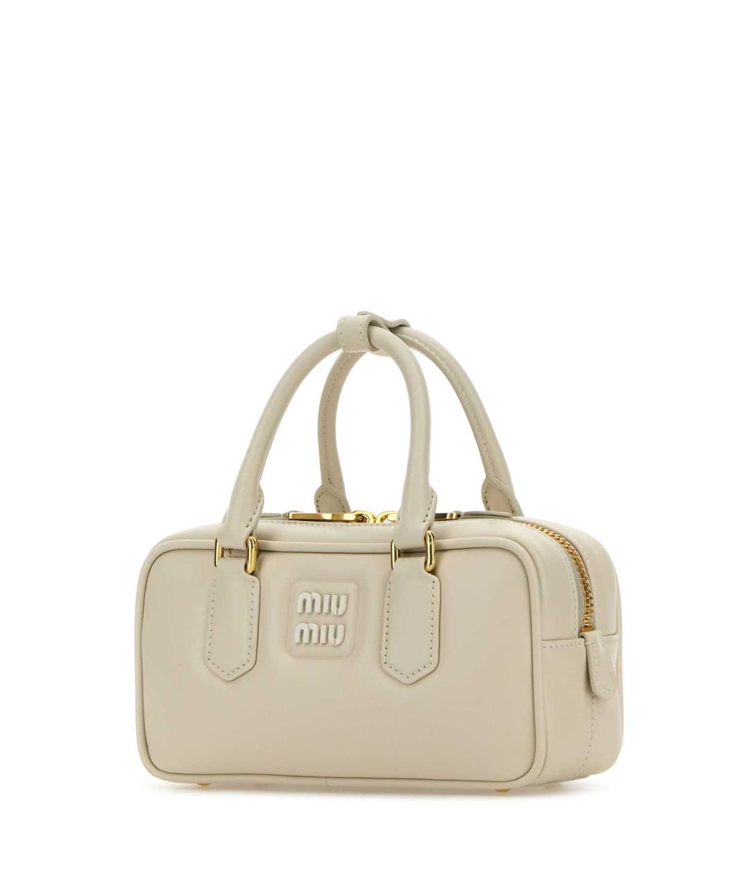 MIU MIU Белая кожаная сумка с короткими ручками, фото 2