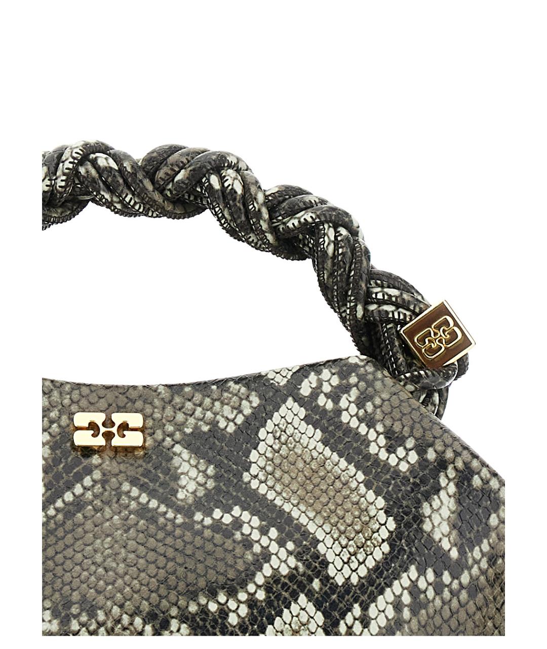 GANNI Серая кожаная сумка с короткими ручками, фото 3