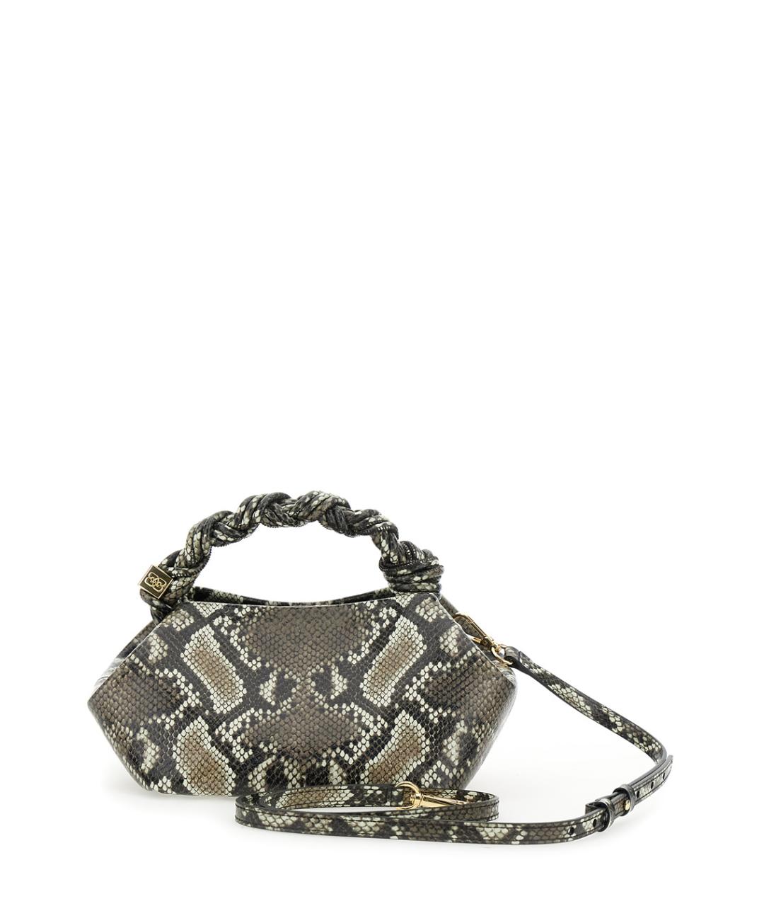 GANNI Серая кожаная сумка с короткими ручками, фото 2