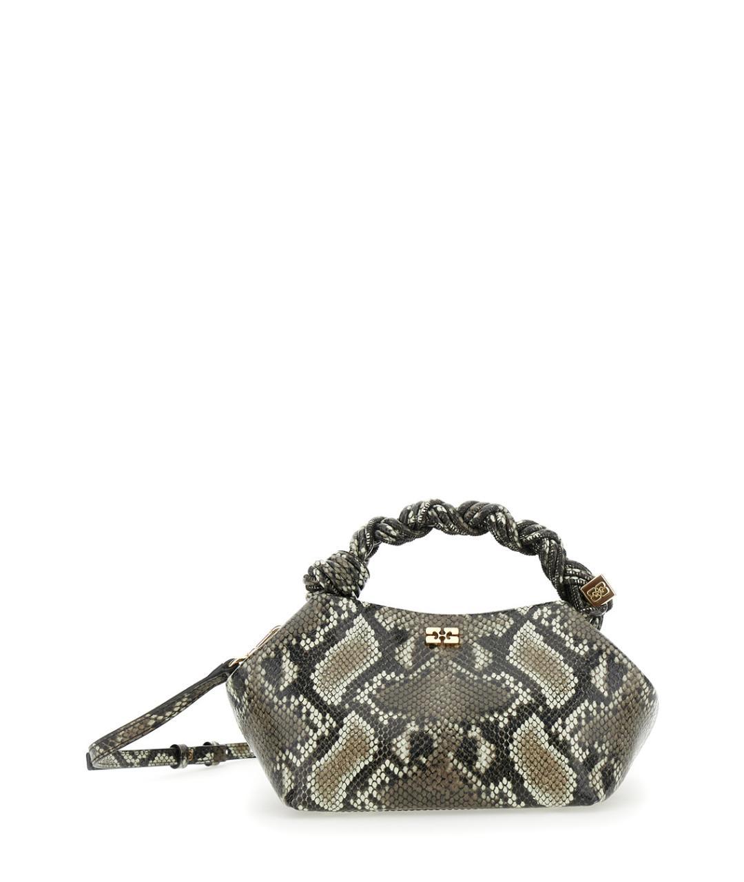 GANNI Серая кожаная сумка с короткими ручками, фото 1