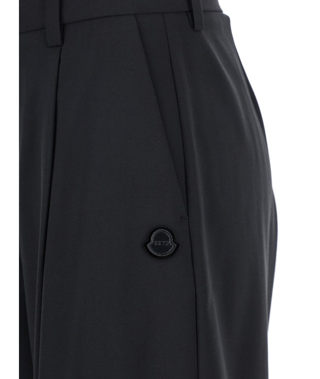 MONCLER Черные полиэстеровые прямые брюки, фото 3