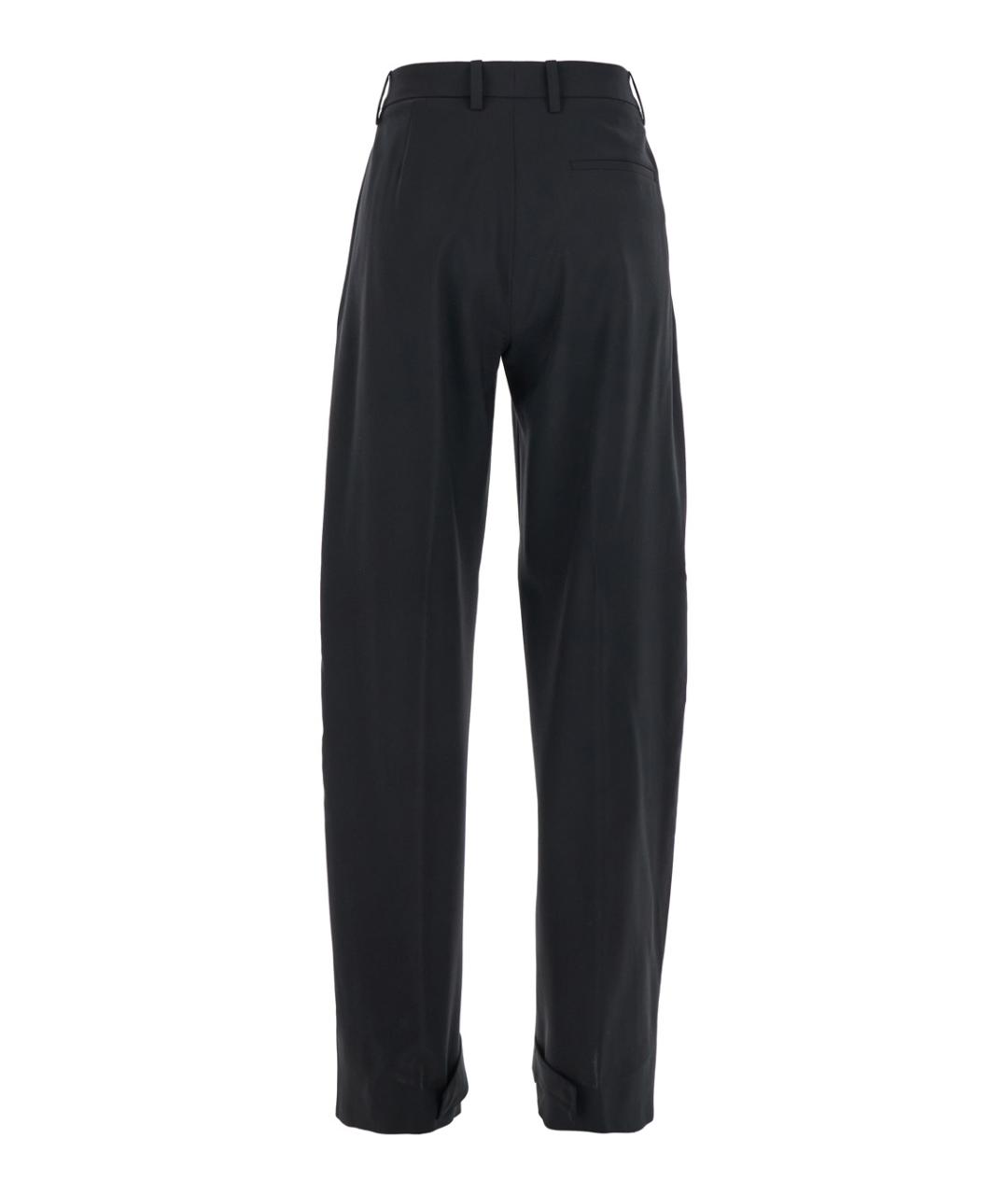 MONCLER Черные полиэстеровые прямые брюки, фото 2