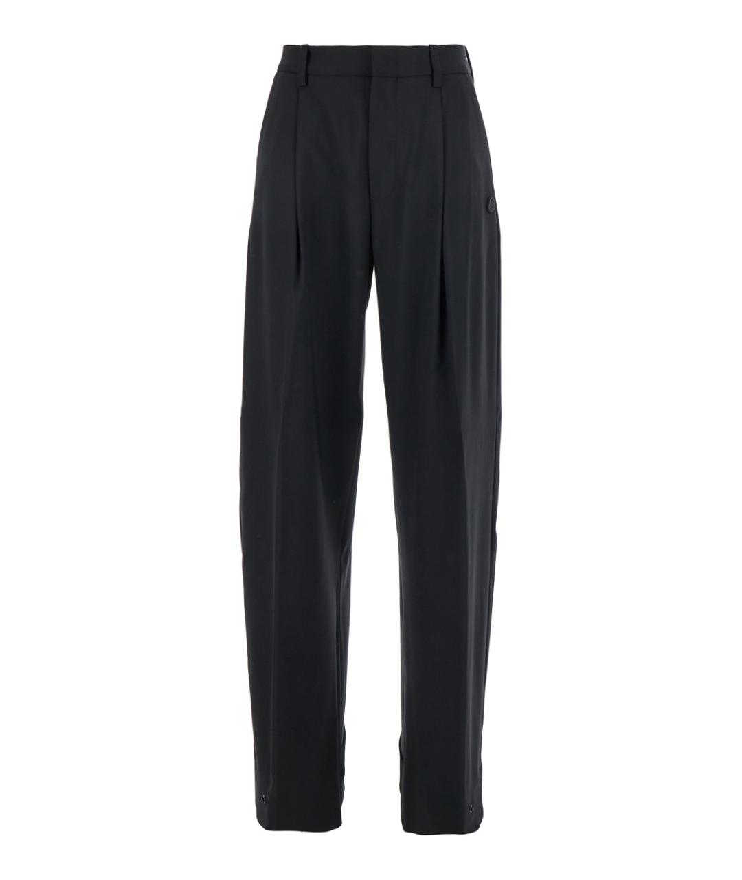 MONCLER Черные полиэстеровые прямые брюки, фото 1