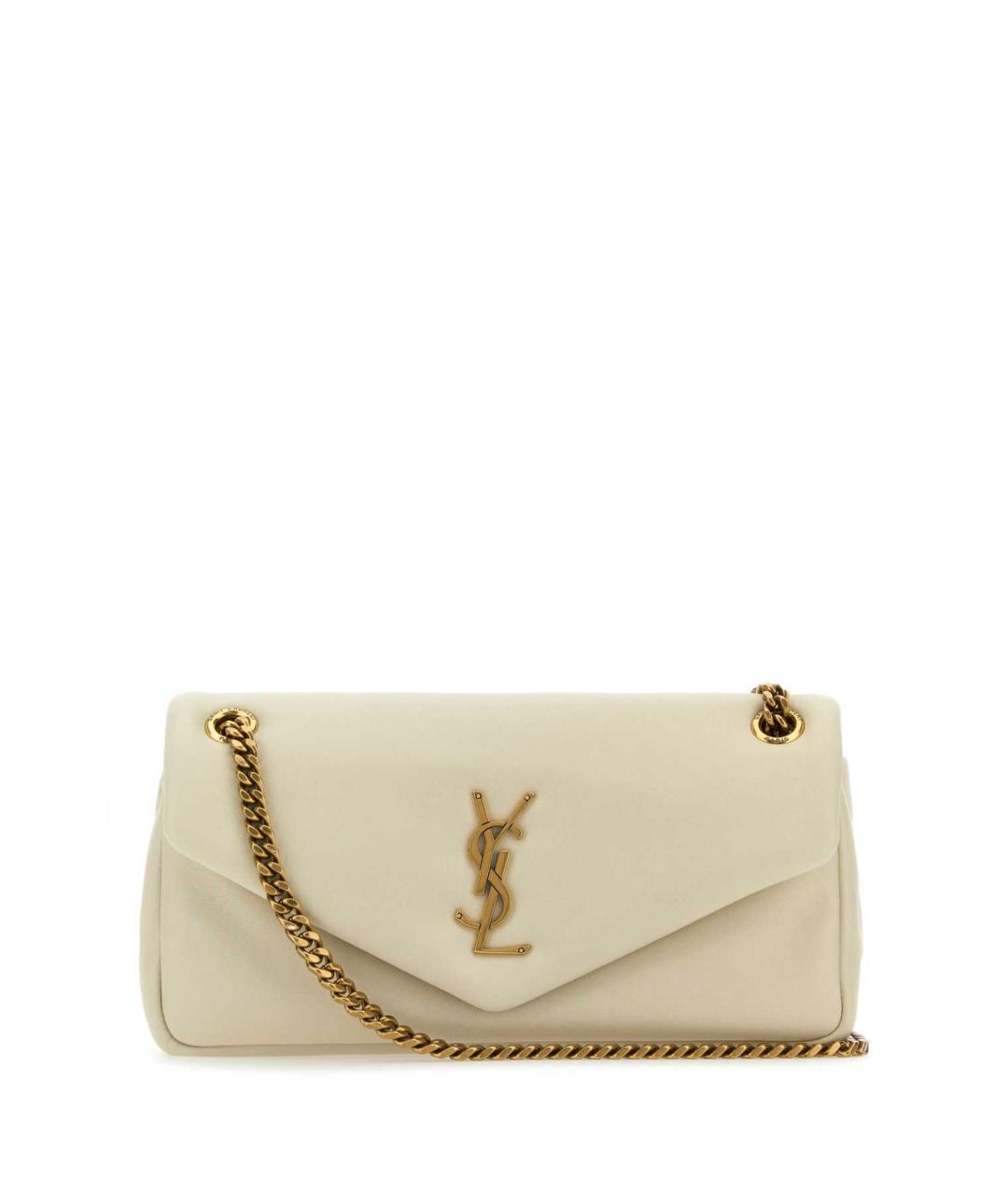 SAINT LAURENT Бежевая кожаная сумка через плечо, фото 1
