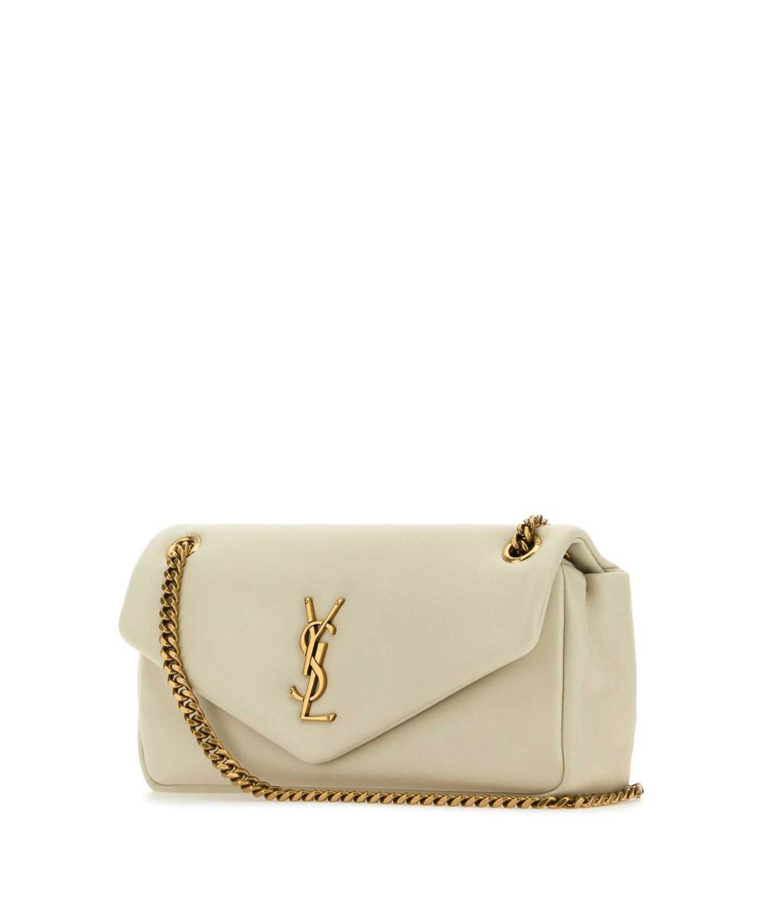 SAINT LAURENT Бежевая кожаная сумка через плечо, фото 2