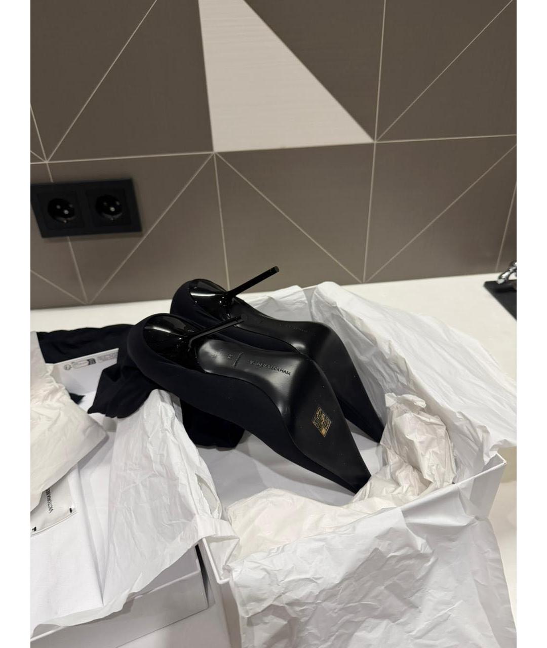 VICTORIA BECKHAM Черные кожаные ботфорты, фото 7