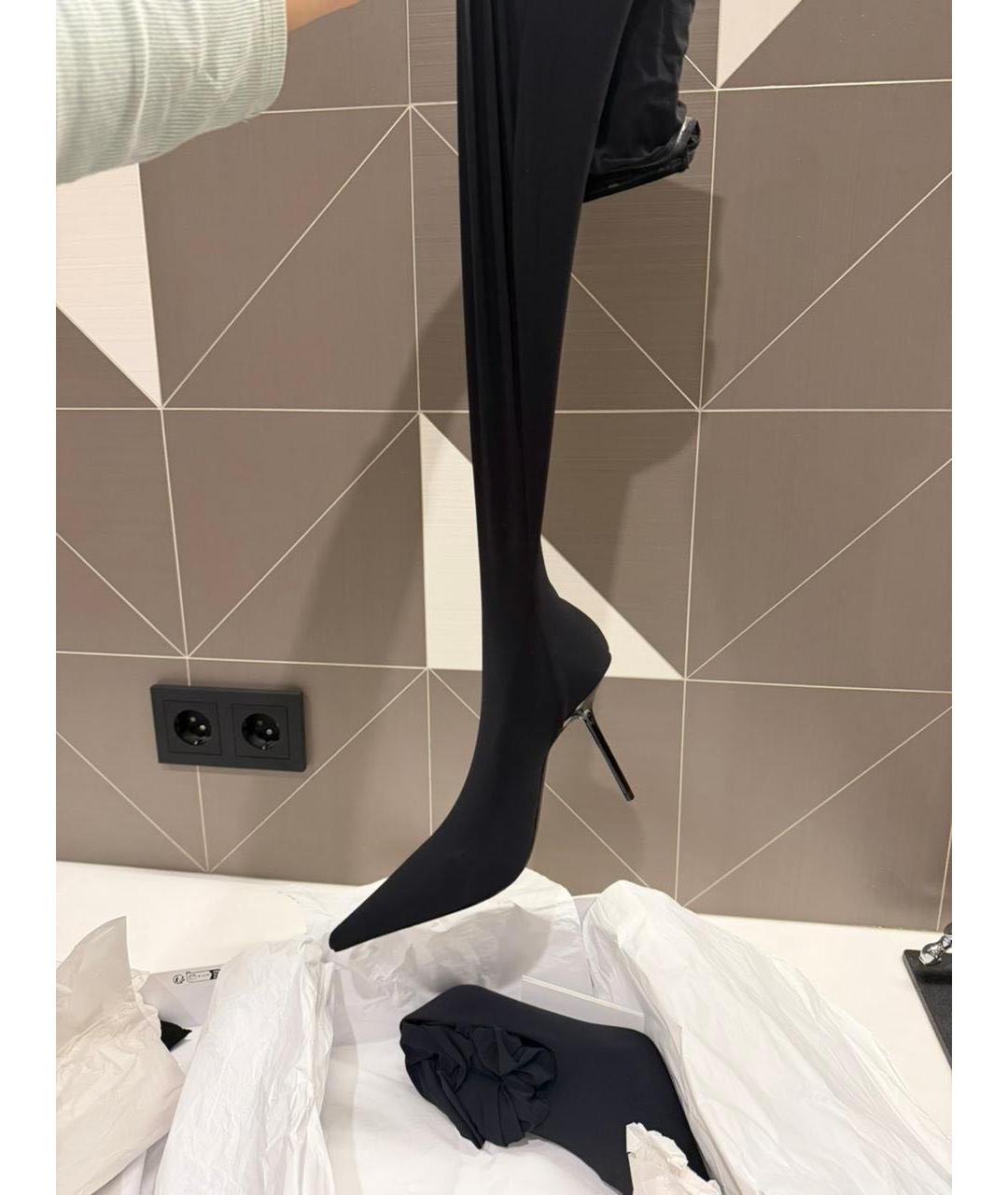 VICTORIA BECKHAM Черные кожаные ботфорты, фото 6