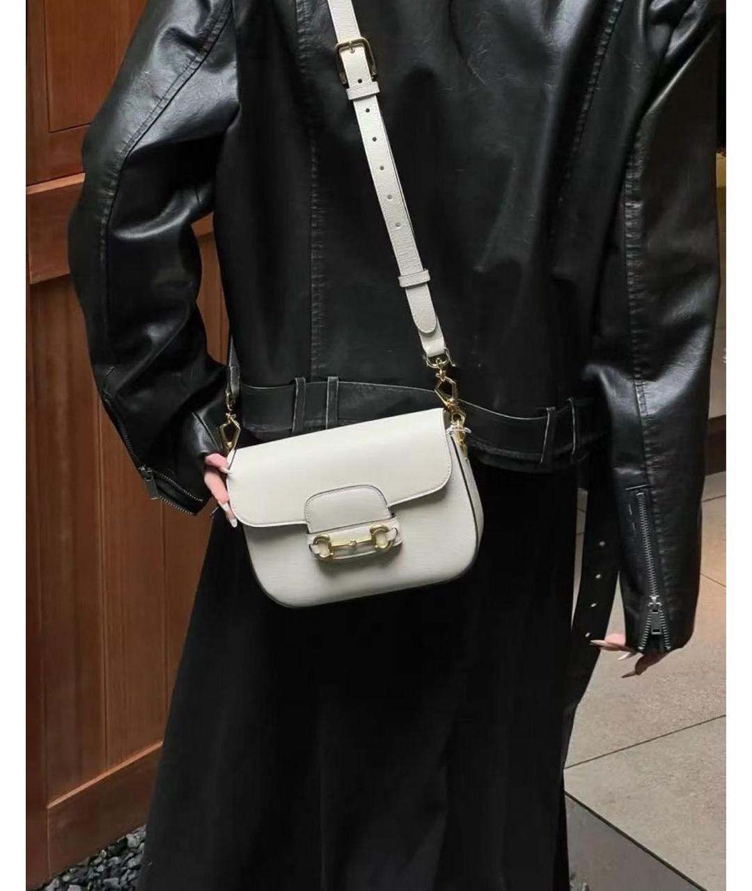 GUCCI Бежевая кожаная сумка через плечо, фото 6