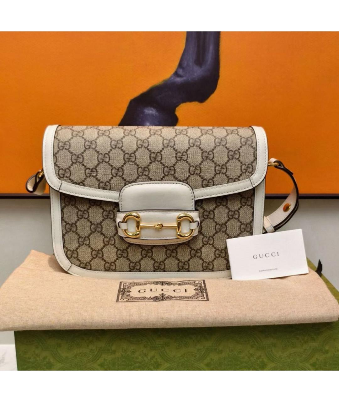 GUCCI Бежевая кожаная сумка через плечо, фото 2