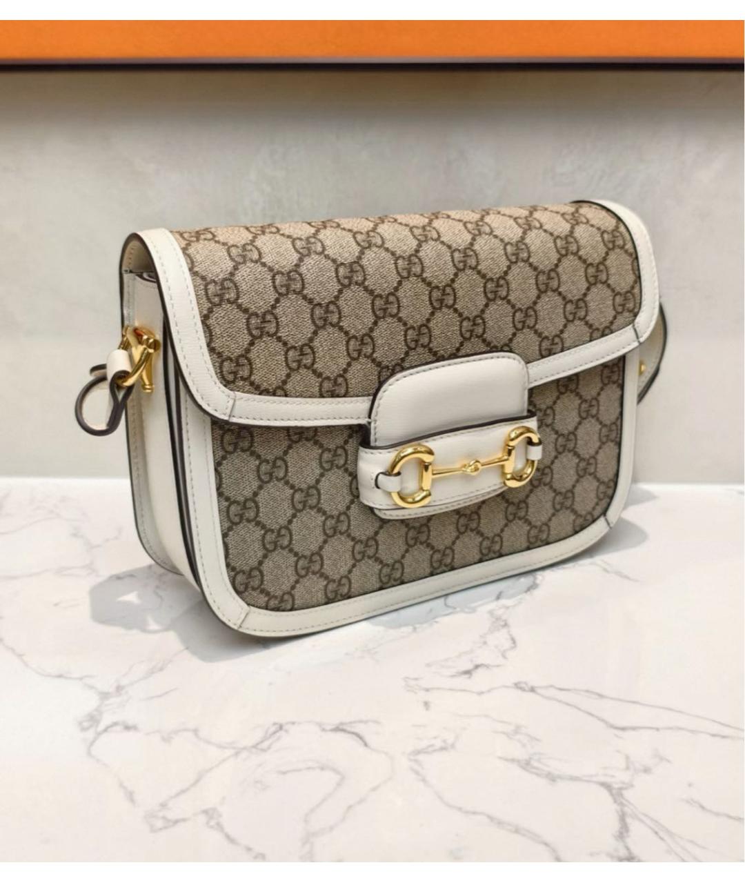 GUCCI Бежевая кожаная сумка через плечо, фото 4