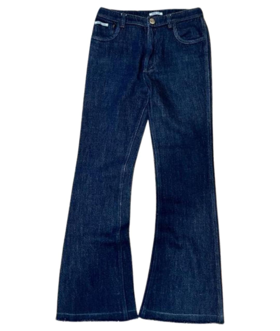 PRADA Темно-синие хлопковые джинсы клеш, фото 1