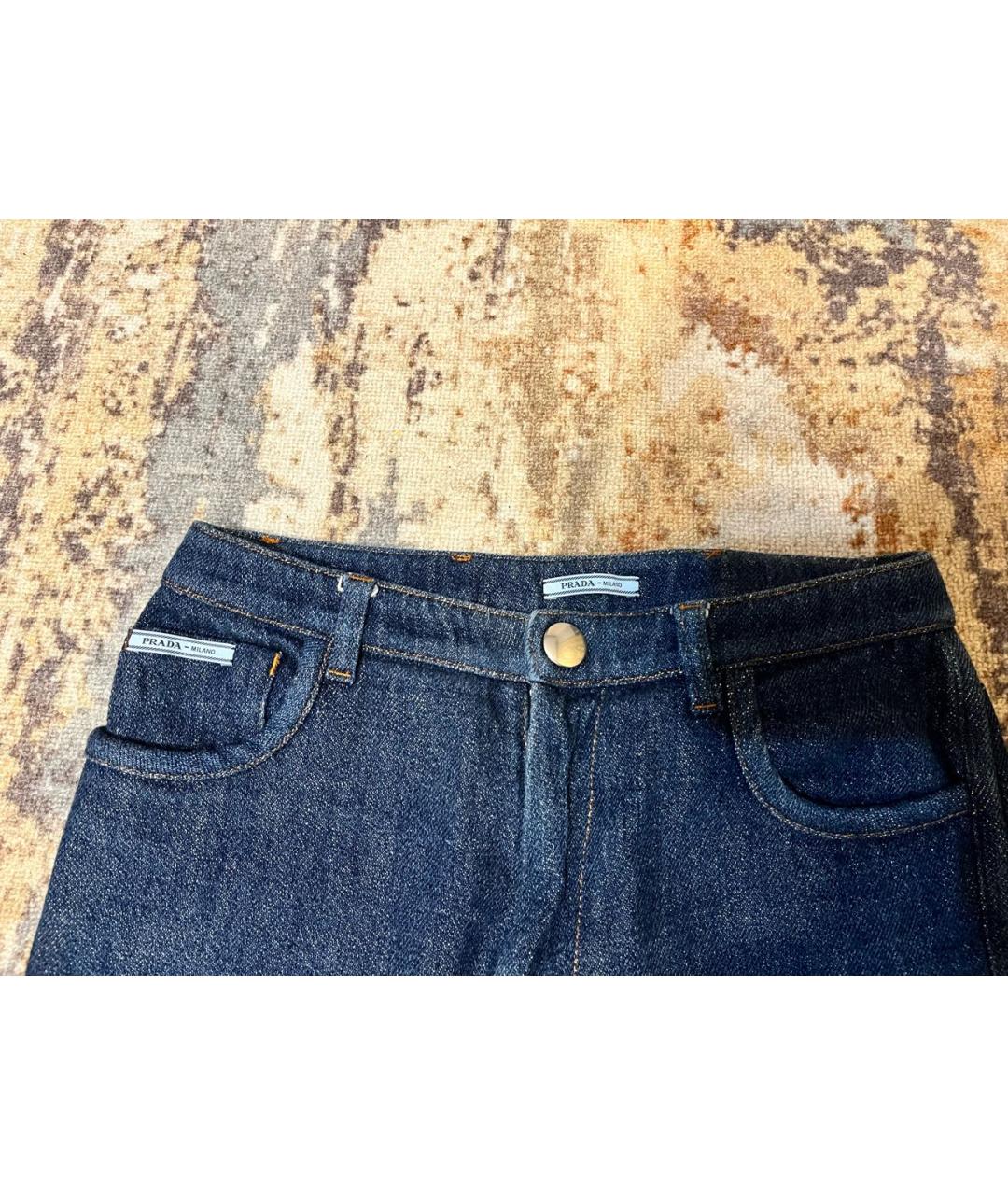 PRADA Темно-синие хлопковые джинсы клеш, фото 4