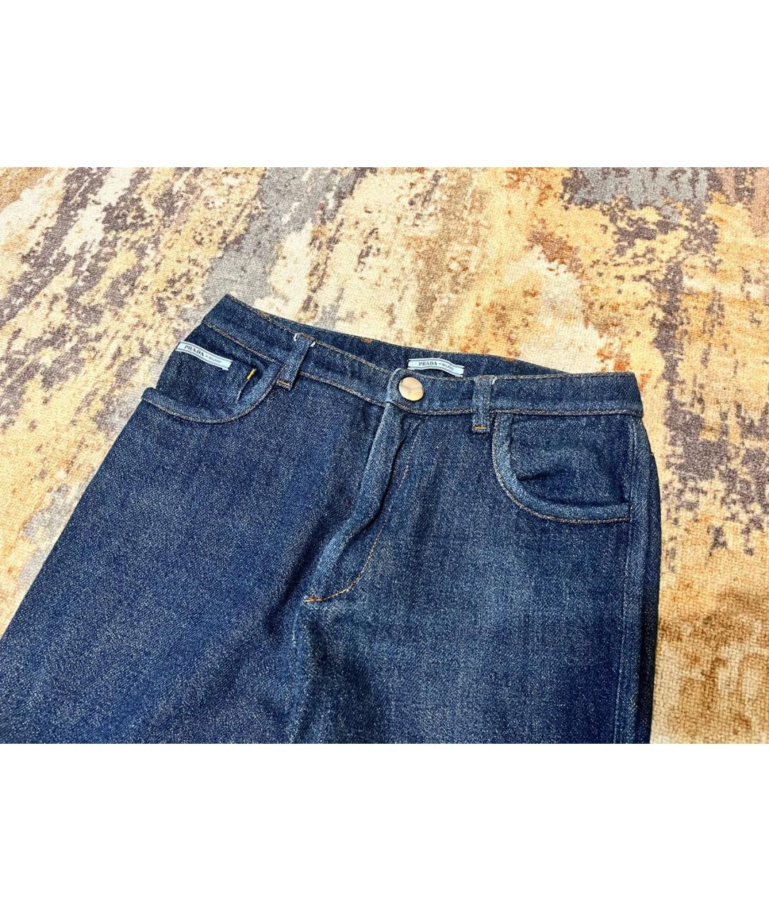 PRADA Темно-синие хлопковые джинсы клеш, фото 3