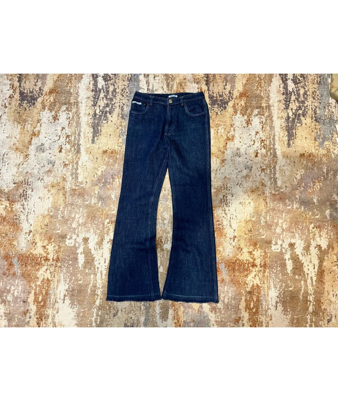 PRADA Темно-синие хлопковые джинсы клеш, фото 9