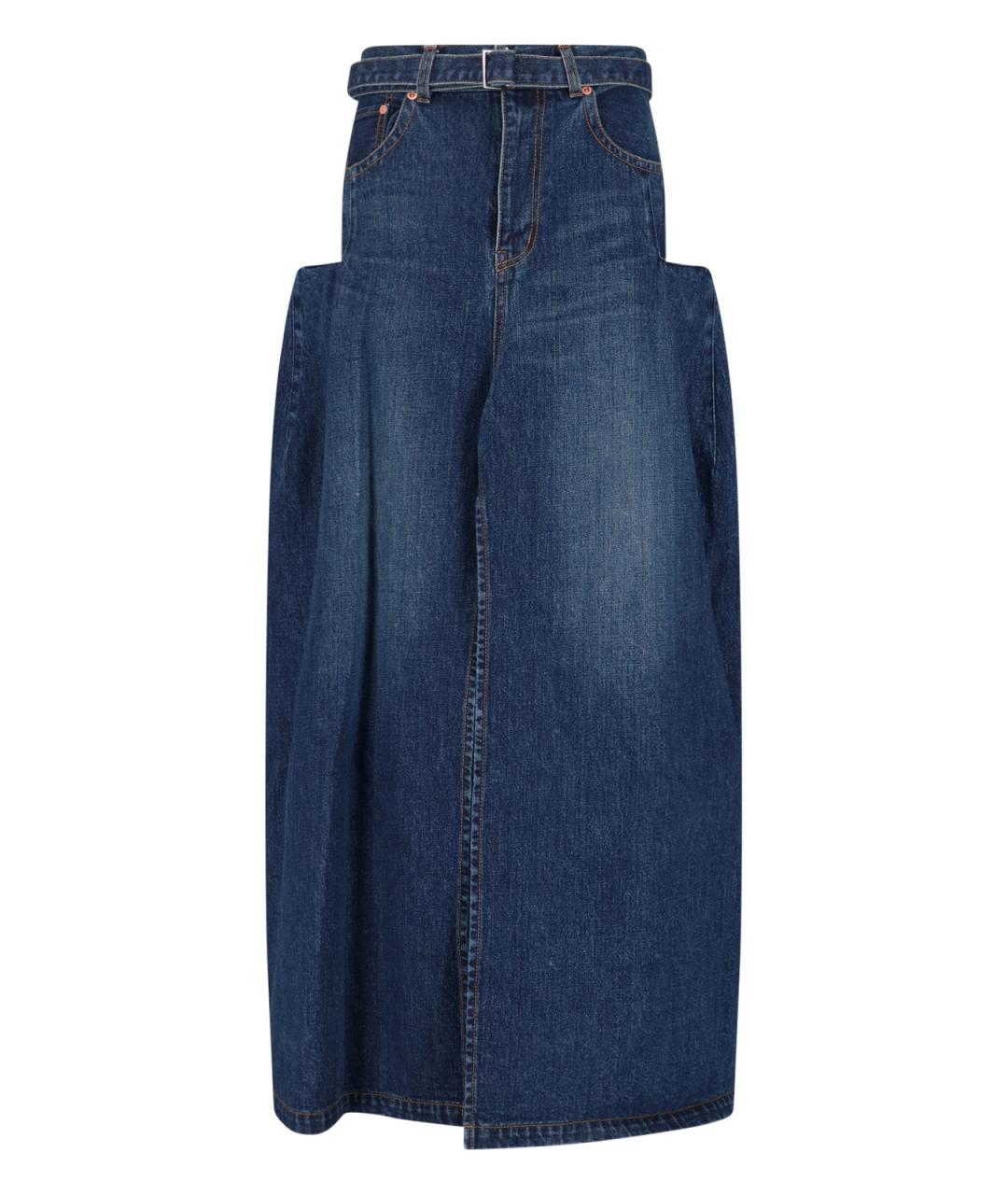 SACAI Синяя хлопковая юбка макси, фото 1