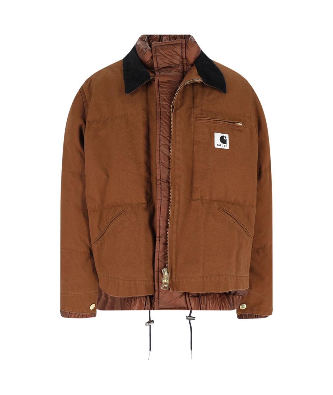 SACAI Коричневый хлопковый пуховик, фото 1