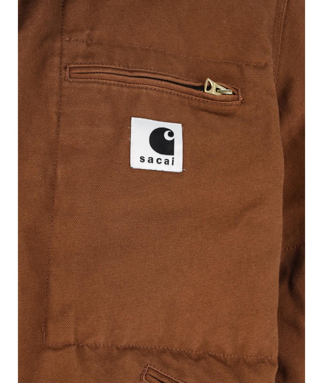 SACAI Коричневый хлопковый пуховик, фото 4
