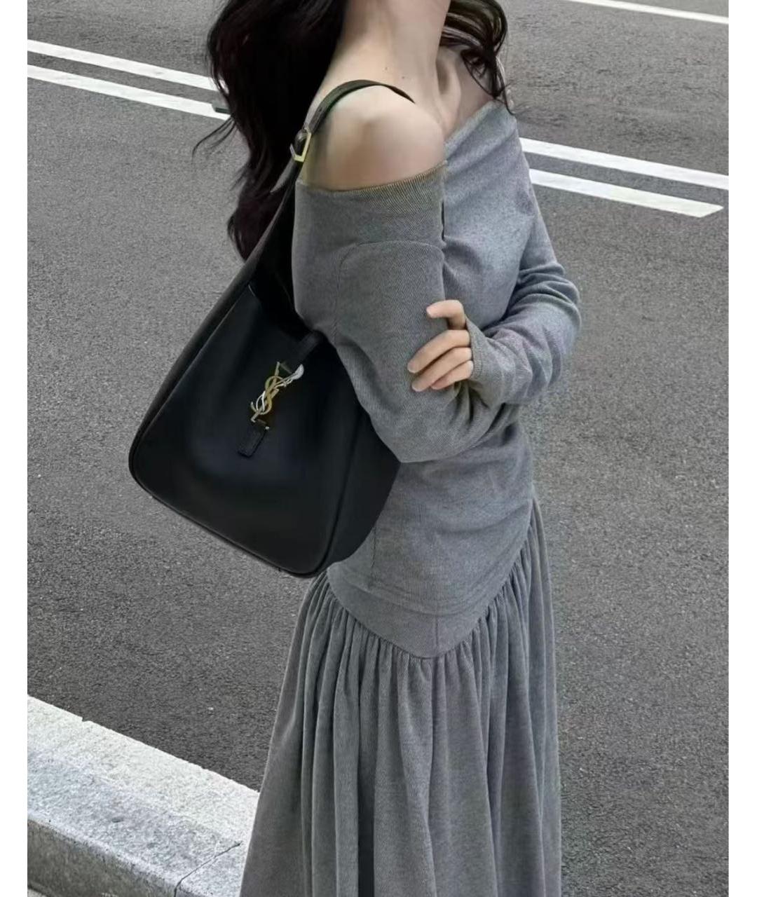 SAINT LAURENT Черная кожаная сумка через плечо, фото 4