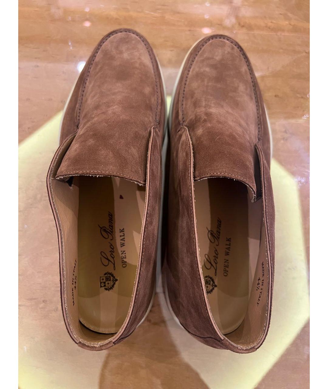 LORO PIANA Коричневые замшевые лоферы, фото 3