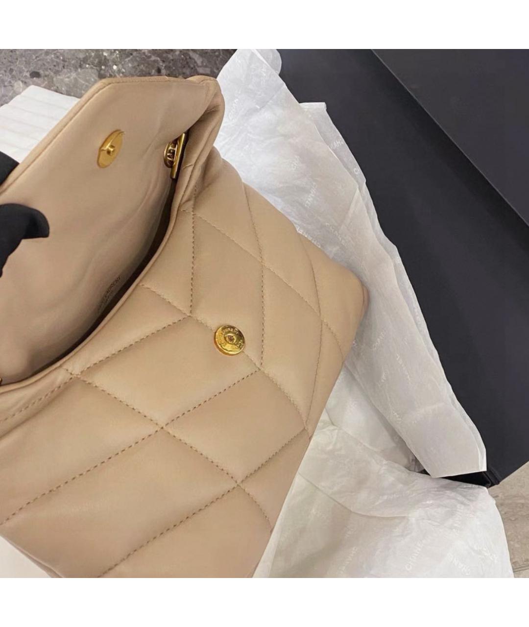 SAINT LAURENT Бежевая кожаная сумка через плечо, фото 4