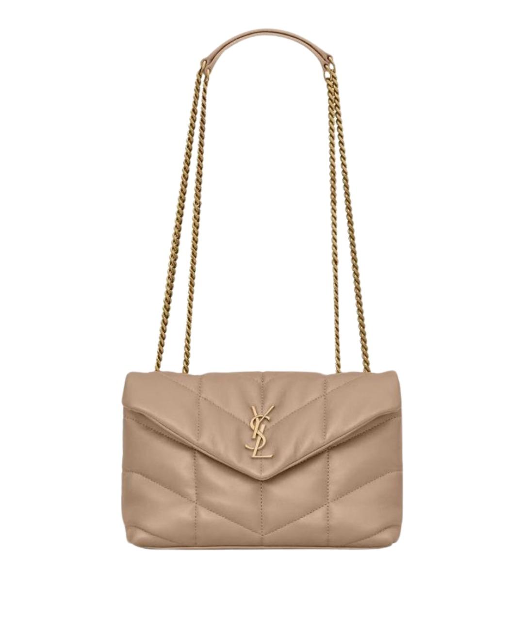 SAINT LAURENT Бежевая кожаная сумка через плечо, фото 1