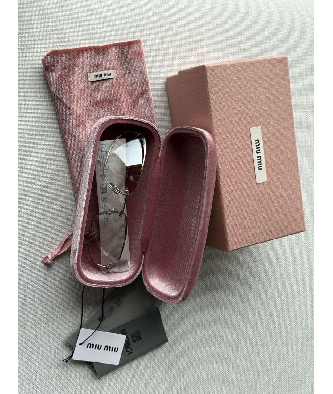 MIU MIU Серебряные металлические солнцезащитные очки, фото 5