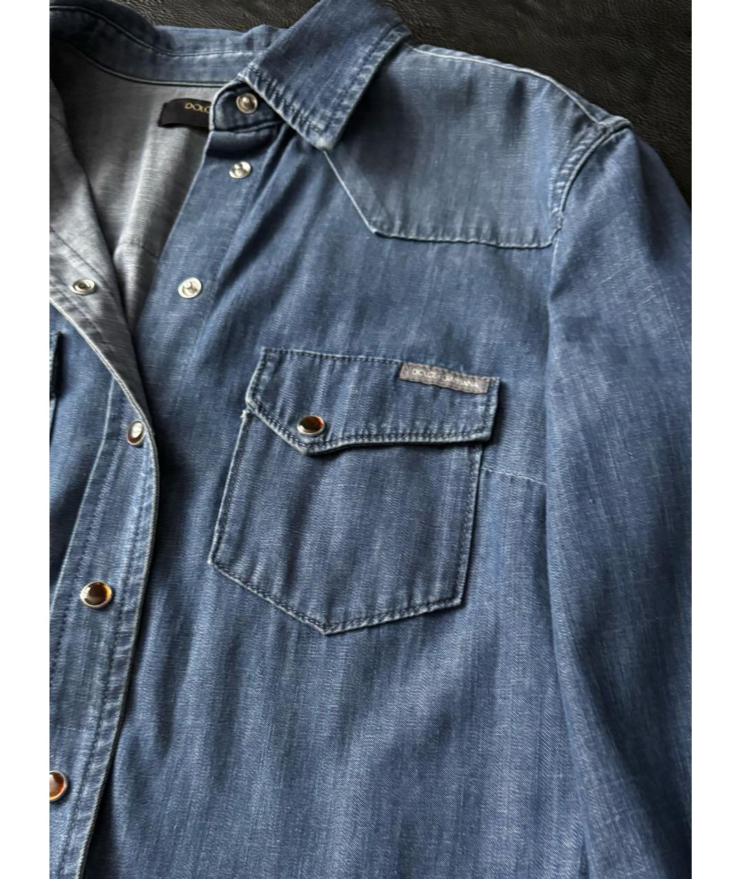 DOLCE&GABBANA Темно-синяя деним рубашка, фото 3