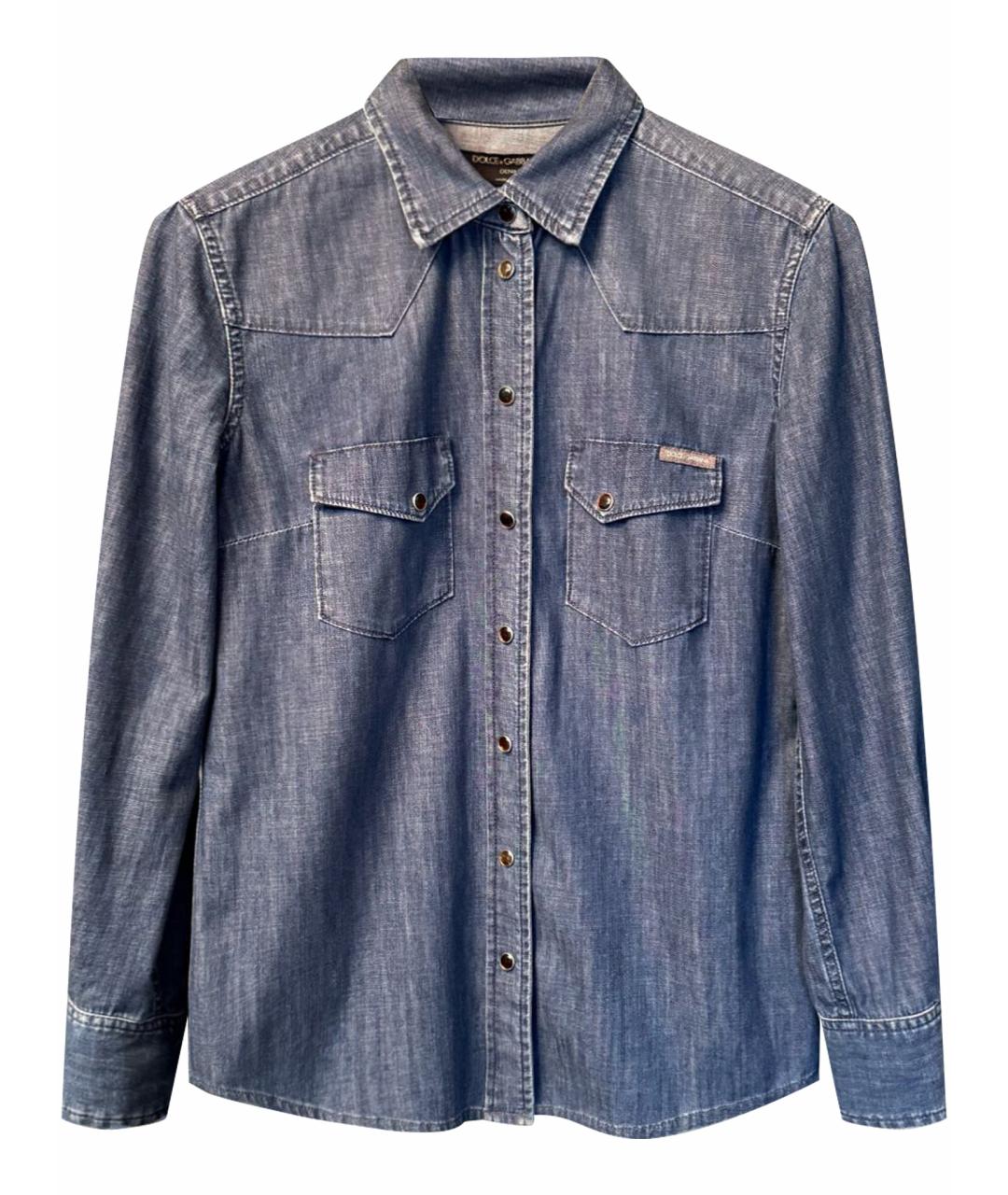 DOLCE&GABBANA Темно-синяя деним рубашка, фото 1