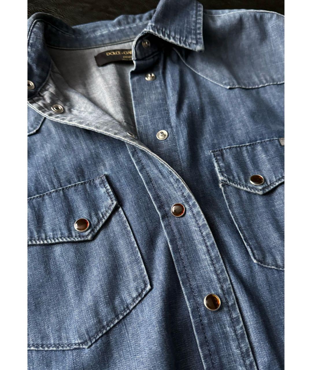 DOLCE&GABBANA Темно-синяя деним рубашка, фото 4