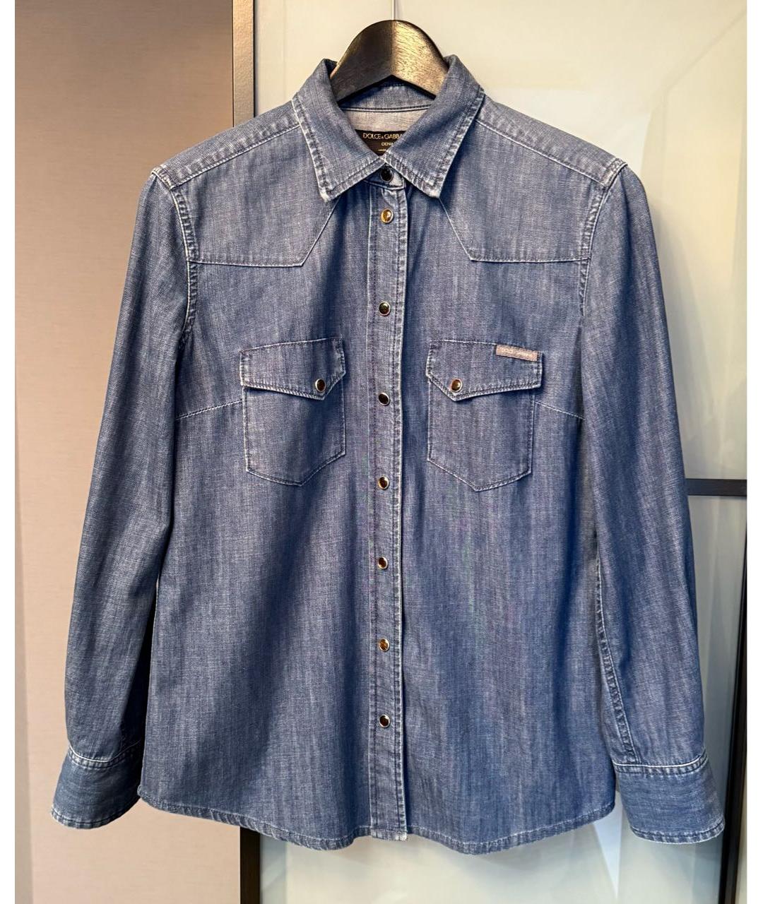 DOLCE&GABBANA Темно-синяя деним рубашка, фото 5
