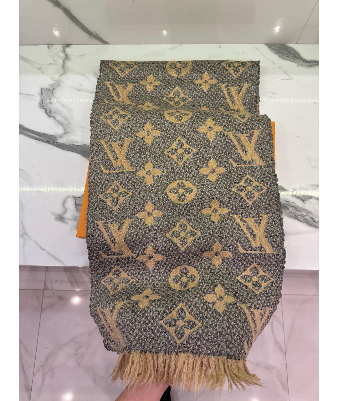 LOUIS VUITTON Бежевый шерстяной шарф, фото 9