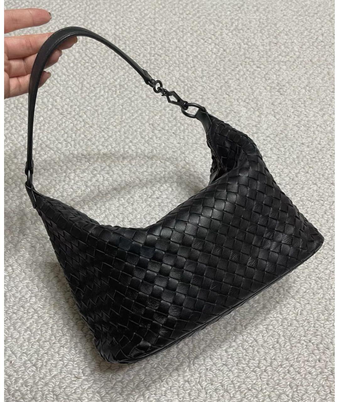 BOTTEGA VENETA Черная кожаная сумка через плечо, фото 3