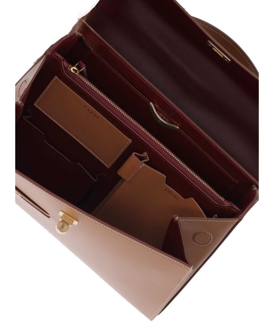 ANYA HINDMARCH Коричневая кожаная сумка с короткими ручками, фото 4