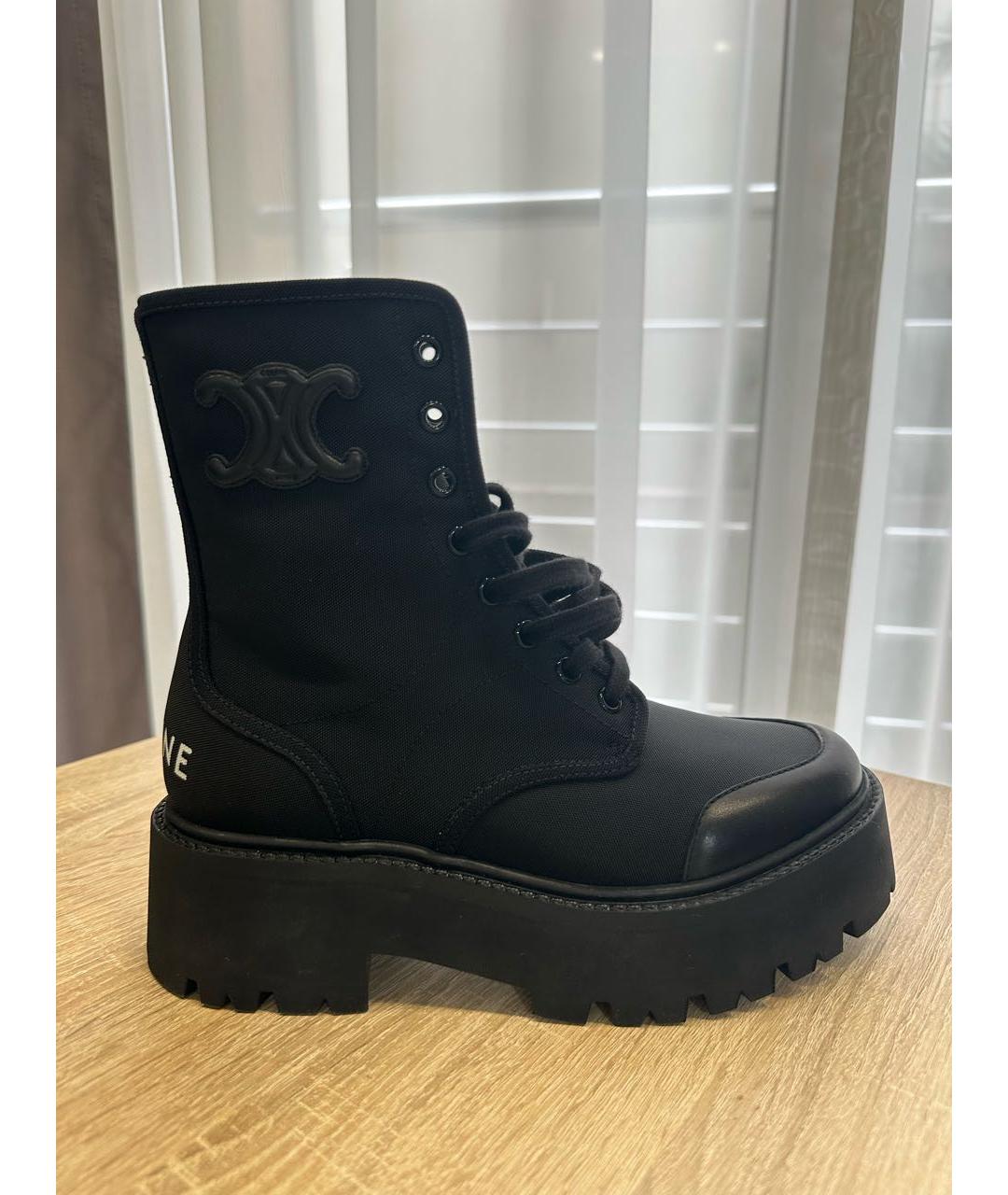 CELINE Черные текстильные ботинки, фото 9