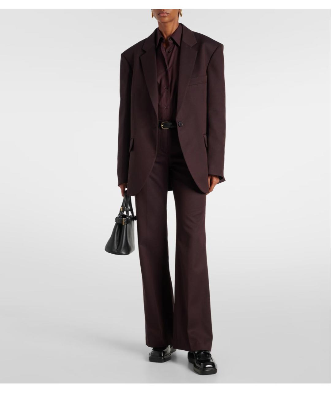 THE FRANKIE SHOP Бордовые вискозные прямые брюки, фото 6