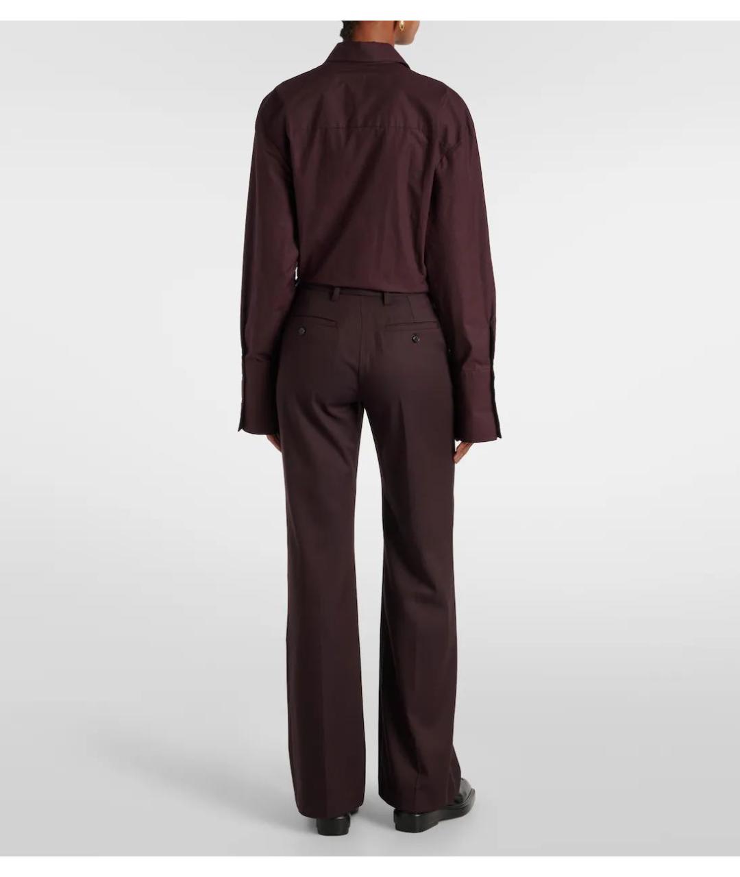 THE FRANKIE SHOP Бордовые вискозные прямые брюки, фото 8