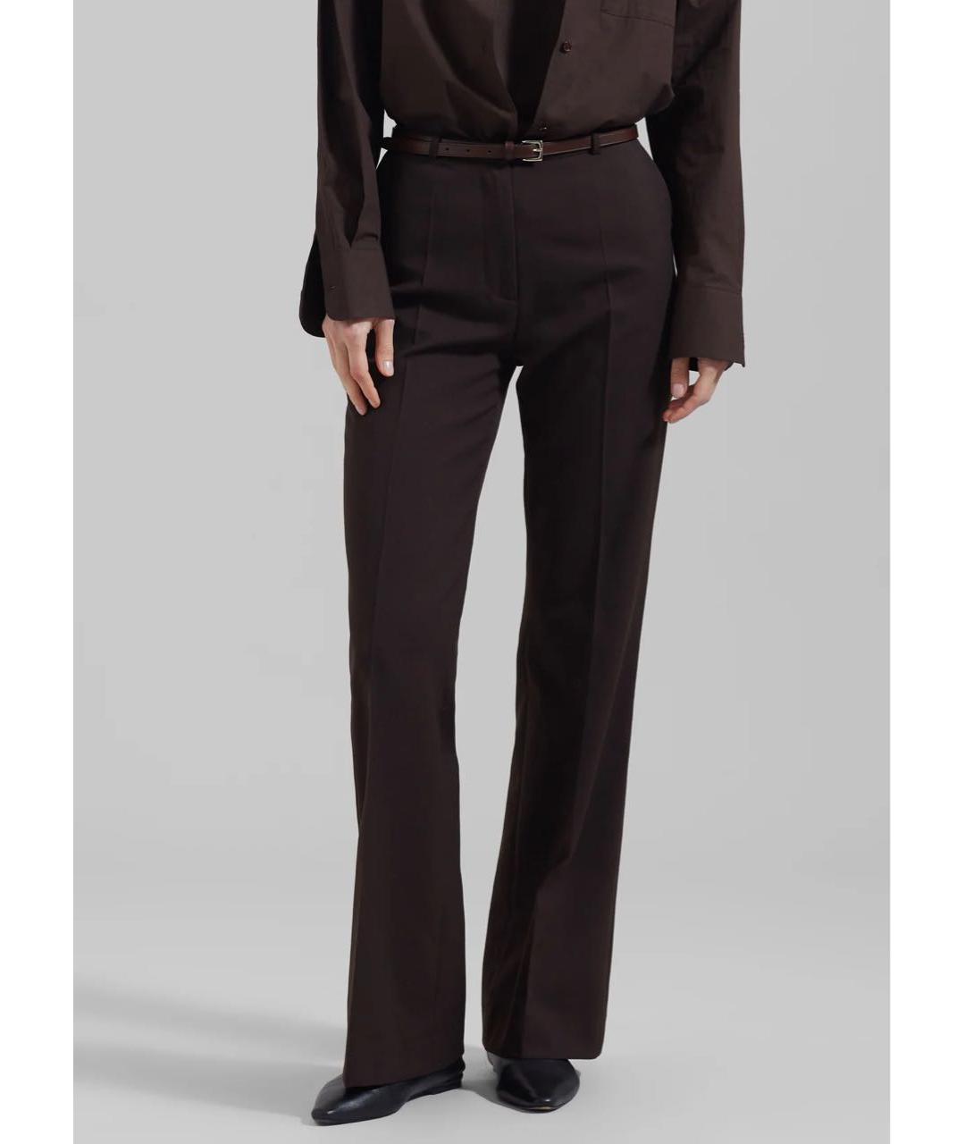 THE FRANKIE SHOP Бордовые вискозные прямые брюки, фото 7