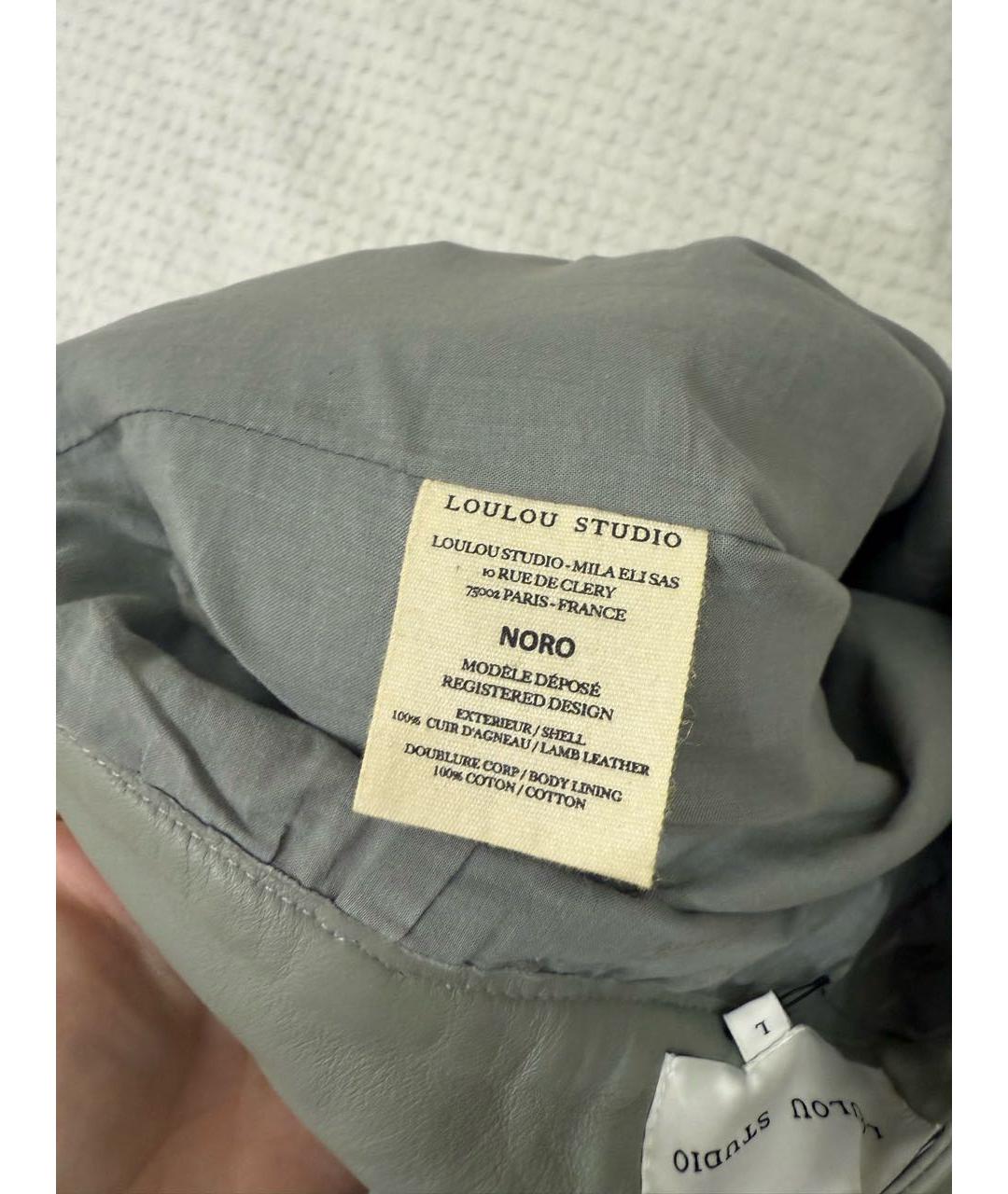 LOULOU STUDIO Зеленые кожаные прямые брюки, фото 5