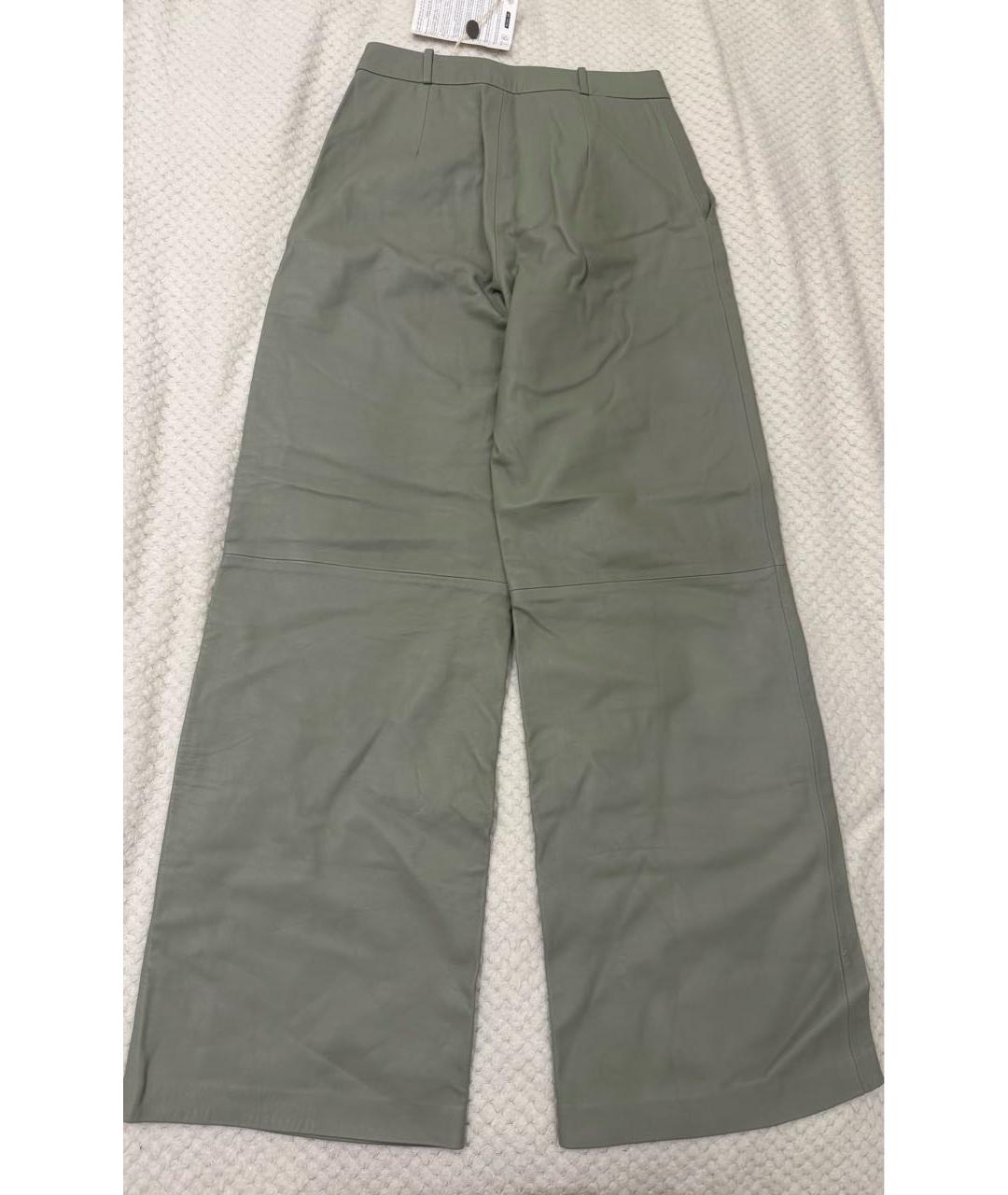 LOULOU STUDIO Зеленые кожаные прямые брюки, фото 7