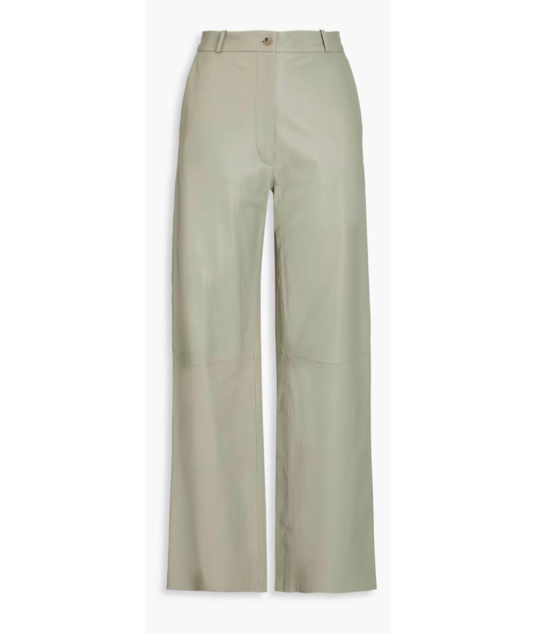 LOULOU STUDIO Зеленые кожаные прямые брюки, фото 9