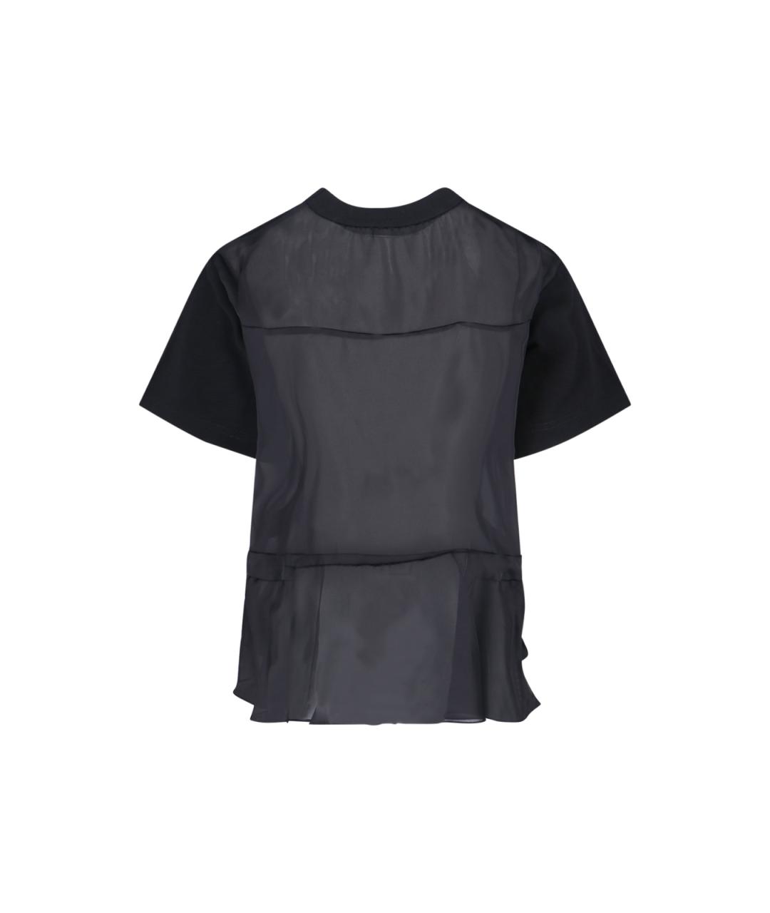 SACAI Черная хлопковая футболка, фото 2