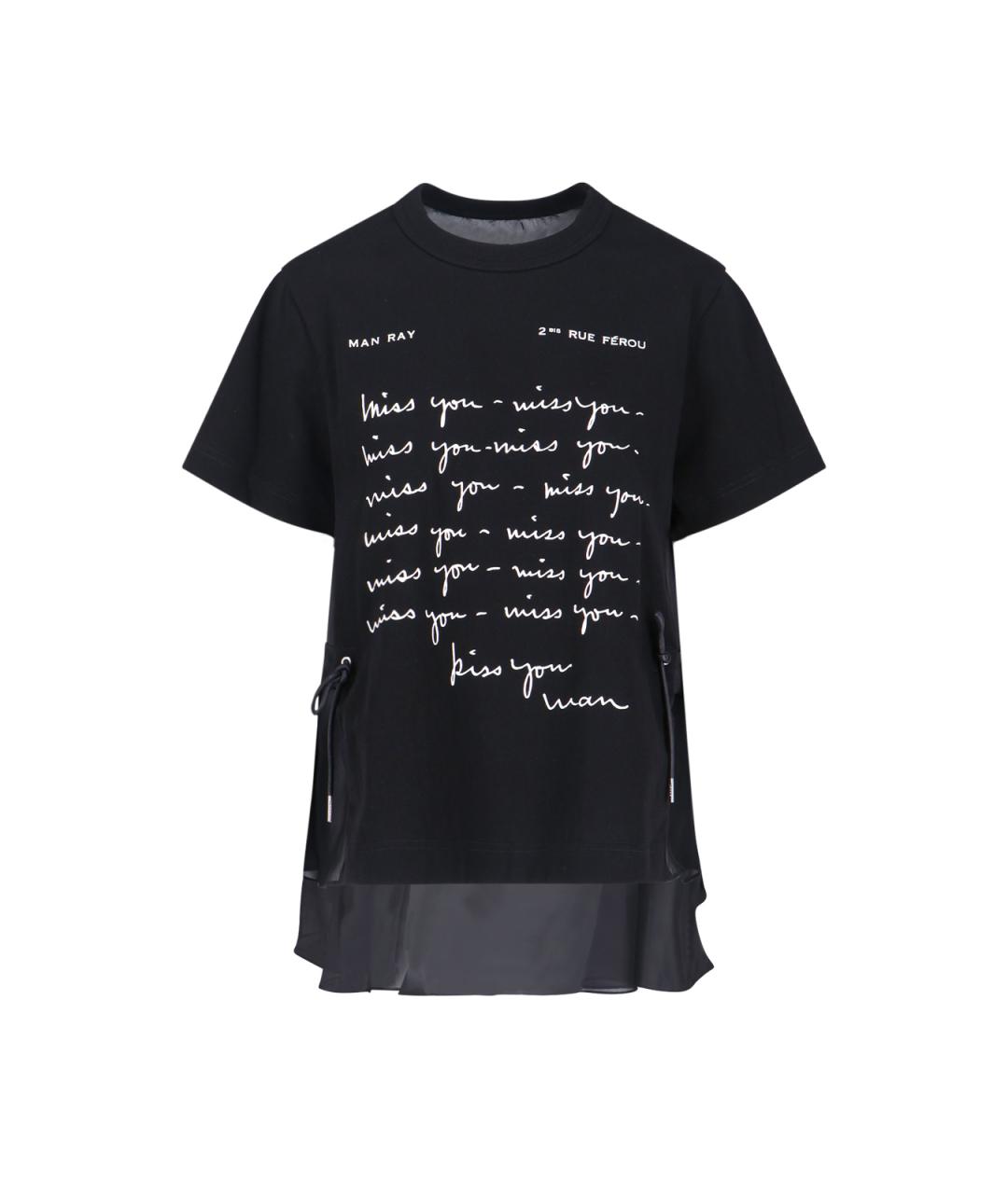 SACAI Черная хлопковая футболка, фото 1