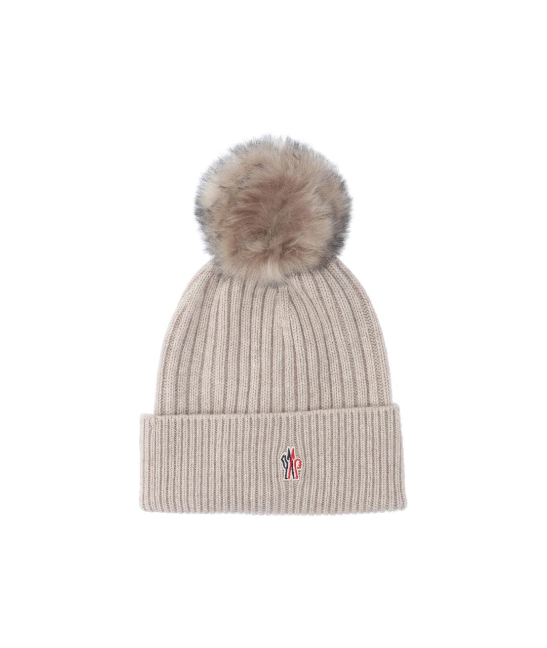 MONCLER GRENOBLE Бежевая кашемировая шапка, фото 1