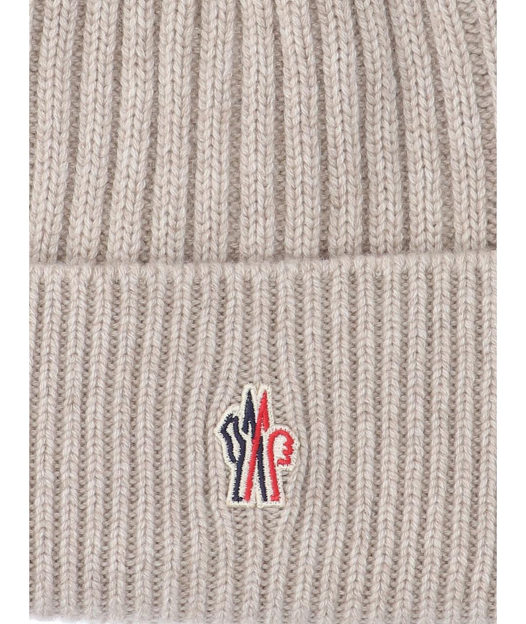 MONCLER GRENOBLE Бежевая кашемировая шапка, фото 3