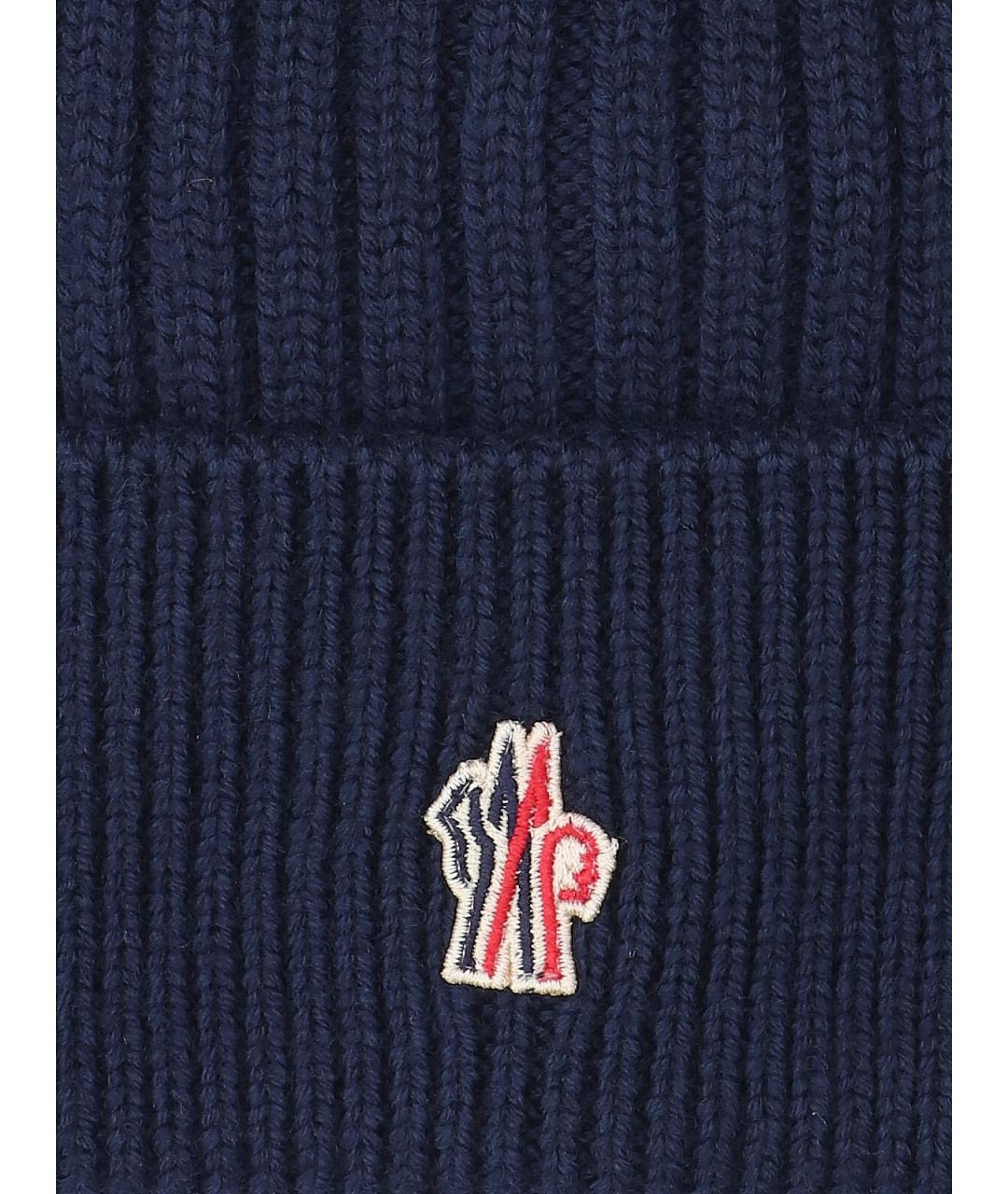 MONCLER GRENOBLE Темно-синяя шерстяная шапка, фото 3